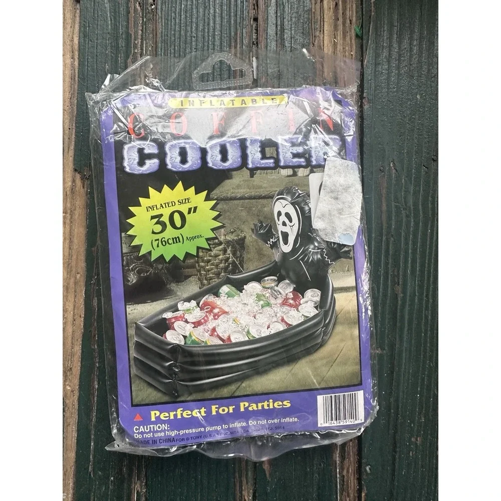 Vintage Black Coffin Cooler Halloween Inflatable Ghost 30